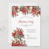 ポインセチアクリスマスホリデーパーティー 招待状 (正面)