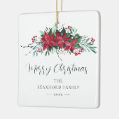 ポインセチアクリスマスホリデーファミリー セラミックオーナメント (左)