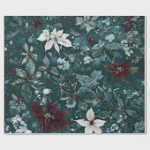 ポインセチアクリスマスラッピング紙 ラッピングペーパー (フラット)