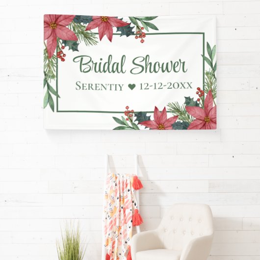 ポインセチアクリスマスレッドフローラブライダルシャワー 横断幕 (インサイチュ)