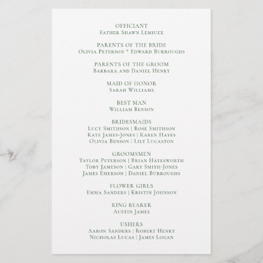 ポインセチアクリスマスレッドフローラ結婚式 プログラム (裏面)