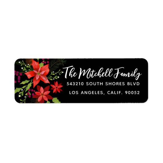 ポインセチアクリスマス住所 シール (正面)