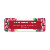 ポインセチアクリスマス差出人住所ラベル ラベル (正面)