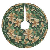 ポインセチアグリーン&金ゴールドフェスティバルワーズクリスマス ブラッシュドポリエステルツリースカート (正面)