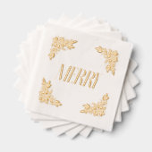 ポインセチアコーナーメリーデザイン 箔ナプキン (インサイチュ (積み重ね))