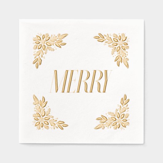 ポインセチアコーナーメリーデザイン 箔ナプキン (正面)