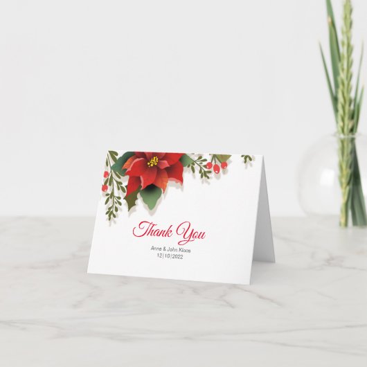ポインセチアサンキューカード サンキューカード (正面)