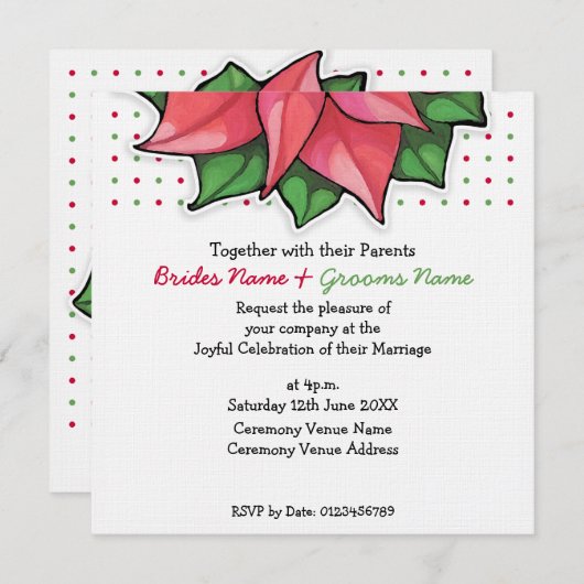 ポインセチアジョイドットトップ結婚式招待状 招待状 (正面/裏面)