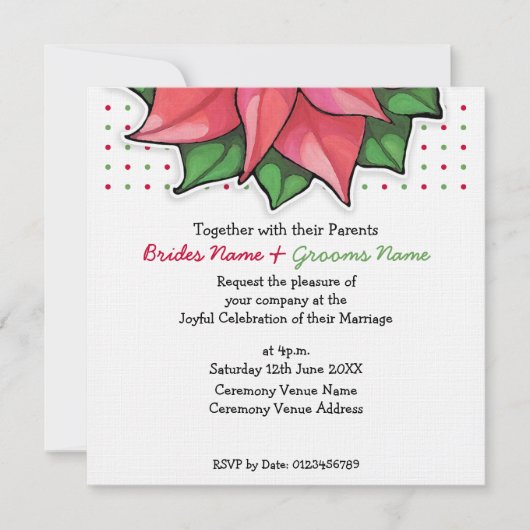ポインセチアジョイドットトップ結婚式招待状 招待状 (正面)
