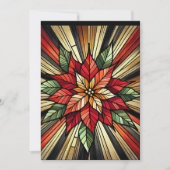 ポインセチアステンドグラス印刷可能スクラップブック紙 招待状 (正面)