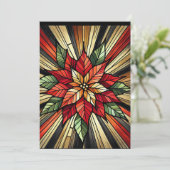 ポインセチアステンドグラス印刷可能スクラップブック紙 招待状 (スタンド正面)