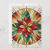 ポインセチアステンドグラス印刷可能スクラップブック紙 招待状 (裏面)