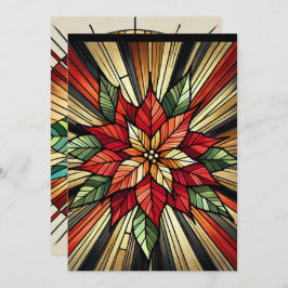 ポインセチアステンドグラス印刷可能スクラップブック紙 招待状