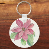 ポインセチアデザインオンアキーチェーン キーホルダー (正面)