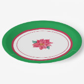 ポインセチアデザインクリスマスパーティー用品 ペーパープレート (アングル)