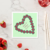 ポインセチアハートクリスマスナパーソナライズされたプキンス スタンダードカクテルナプキン (インサイチュ)