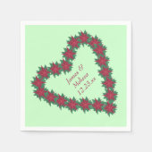 ポインセチアハートクリスマスナパーソナライズされたプキンス スタンダードカクテルナプキン (正面)