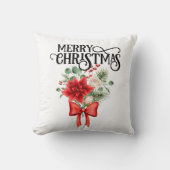 ポインセチアバラクリスマスフラワーブーケ クッション (正面)