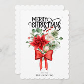 ポインセチアバラクリスマスフラワーブーケ シーズンカード (正面/裏面)