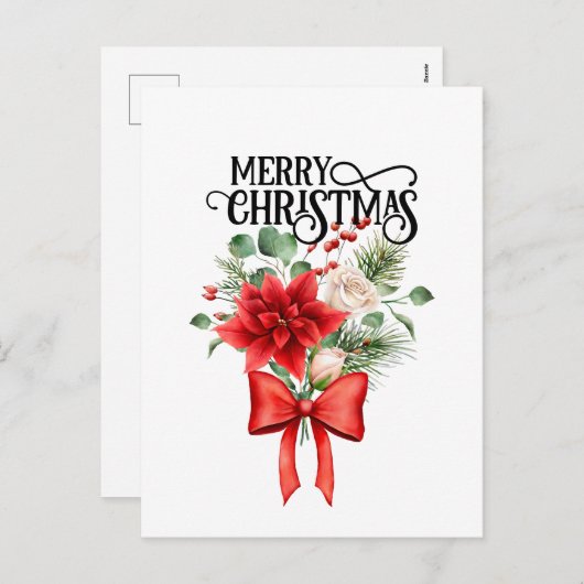 ポインセチアバラクリスマスフラワーブーケ シーズンポストカード (正面/裏面)