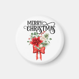 ポインセチアバラクリスマスフラワーブーケ マグネット