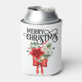 ポインセチアバラクリスマスフラワーブーケ 缶クーラー (缶正面)