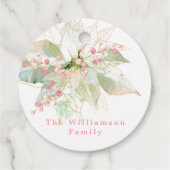 ポインセチアパステルピンク金ゴールドシックなメリークリスマス フェイバータグ (裏面)