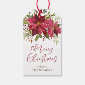 ポインセチアパーソナライズされたクリスマス ギフトタグ (正面)