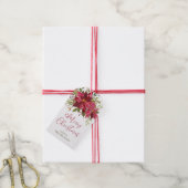 ポインセチアパーソナライズされたクリスマス ギフトタグ (より糸付き)