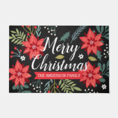 ポインセチアパーソナライズされたクリスマス ドアマット (正面)