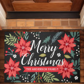 ポインセチアパーソナライズされたクリスマス ドアマット