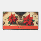 ポインセチアパーソナライズされた付きステームパンク飛行船 デスクマット (正面)