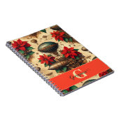 ポインセチアパーソナライズされた付きステームパンク飛行船 ノートブック (右側)