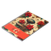 ポインセチアパーソナライズされた付きステームパンク飛行船 ノートブック (左側)