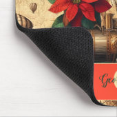 ポインセチアパーソナライズされた付きステームパンク飛行船 マウスパッド (コーナー)