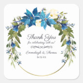 ポインセチアフローラお願い |ターコイズ青 スクエアシール (正面)