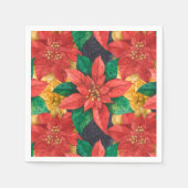 ポインセチアフローラウォーターカラークリスマスホリデー スタンダードカクテルナプキン (正面)