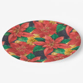 ポインセチアフローラエレガントクリスマスホリデー ペーパープレート (アングル)
