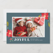 ポインセチアフローラクラスタグリーンフォトクリスマス シーズンカード (正面)