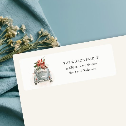 ポインセチアフローラクリスマスカーニューハウスアドレス ラベル