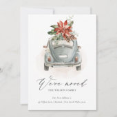 ポインセチアフローラクリスマスカー我々はカードを移動した サンキューカード (正面)