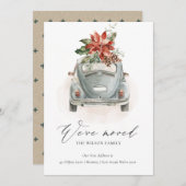 ポインセチアフローラクリスマスカー我々はカードを移動した サンキューカード (正面/裏面)