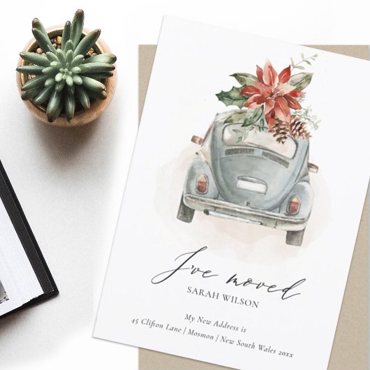 ポインセチアフローラクリスマスカー私はカードを移動 サンキューカード