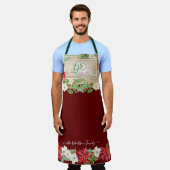 ポインセチアフローラクリスマスジョイへWorld Burgundy エプロン (着用した状態)