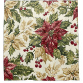 ポインセチアフローラクリスマスパターン(15) シャワーカーテン (正面)