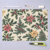 ポインセチアフローラクリスマスパターン(15) 薄葉紙 (クラフト)