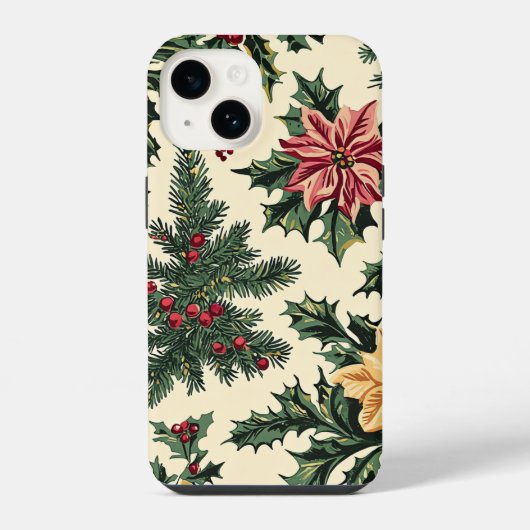 ポインセチアフローラクリスマスパターン(15) iPhoneケース (裏面)