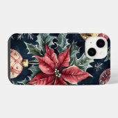 ポインセチアフローラクリスマスパターン(16) iPhoneケース (裏面横)
