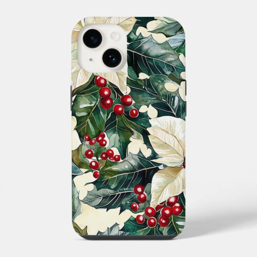 ポインセチアフローラクリスマスパターン(19) iPhoneケース (裏面)