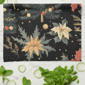 ポインセチアフローラクリスマスパターン(21) キッチンタオル (折り畳み)